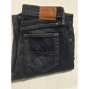 Lucky Brand Jeans Mens 121 Heritage Slim 30x34* Distressed Dark Wash